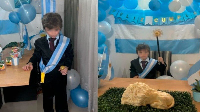 ‘mileizinho’:-menino-se-veste-como-milei-para-festa-de-aniversario-tematica-na-argentina;-video